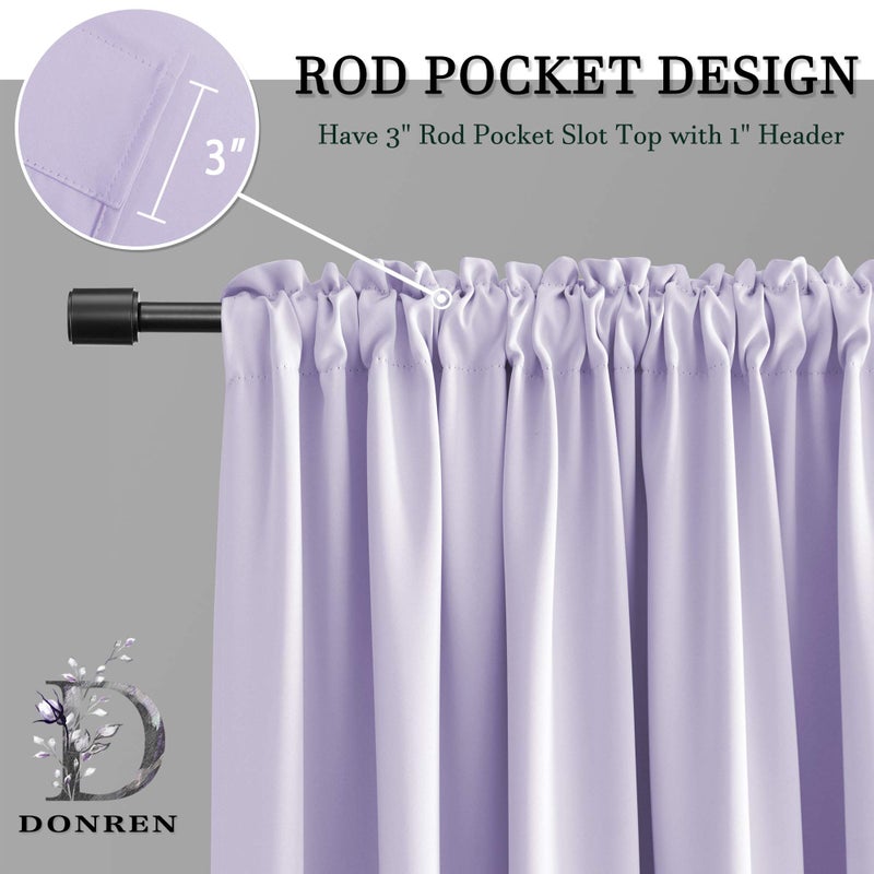 DONREN 84 Inches Long 2 Panels Lavender Purple Curtain Panels for Bedroom - Room Darkening Rod Pocket Thermal Insulated Drapes for Living Room,42 W x 84 L - Image 4